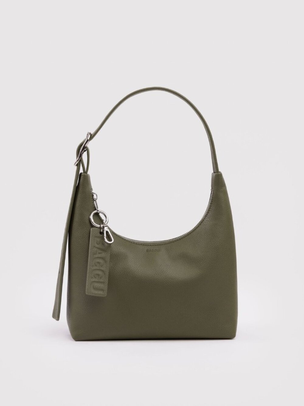 NEW womens Baggu Mini Recycled Leather Shoulder Bag in Green Loden